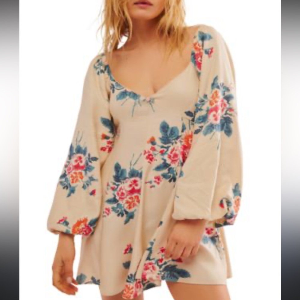 Free People Francesca Mini Dress Warm Ivory Floral Medium
